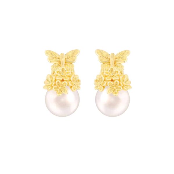 PRIMA ต่างหูทองคำประดับมุก Butterfly Collection 165E0613-18