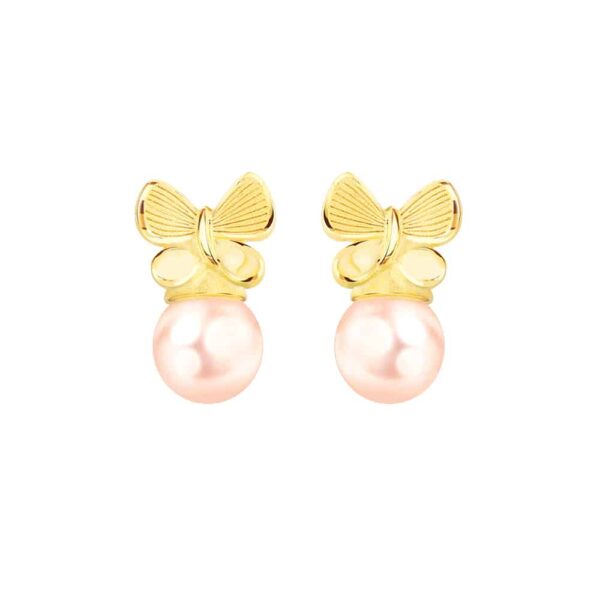 PRIMA ต่างหูทองคำประดับมุก Butterfly Collection 165E0667-18