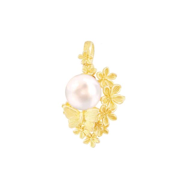 PRIMA Gold Pendant Decorated Pearls Butterfly Collection 165P0415-18