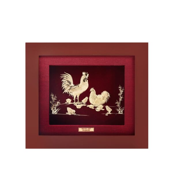 PRIMA ภาพหัตถศิลป์ทองคำไก่คู่มงคล 704S0469-01