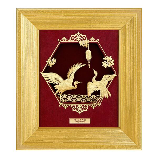 PRIMA ภาพหัตถศิลป์ทองคำนกกระเรียนคู่สุขสันต์ 712S0014-01
