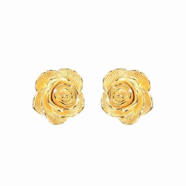 PRIMA ต่างหูทองคำ รูปดอกกุหลาบ Queen of Rose Collection 111E4140-18
