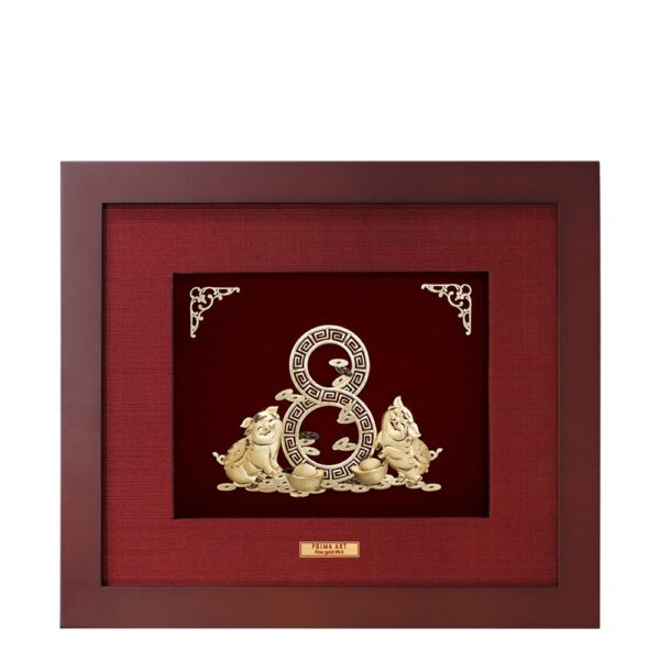 PRIMA ภาพหัตถศิลป์ทองคำหมูเลข 8 อุดมทรัพย์ 704S0530-01