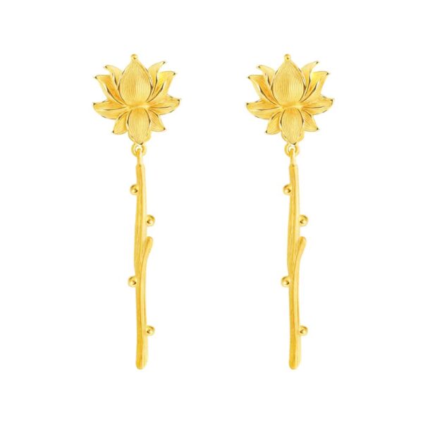PRIMA ต่างหูทองคำ รูปดอกบัว Royal Lotus Collection 111E4024-18