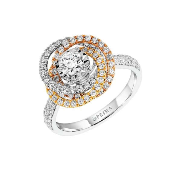PRIMA ตัวเรือนแหวนทองคำ 18K สี White & Yellow & Rose Gold Estella SRDRR006-01-05