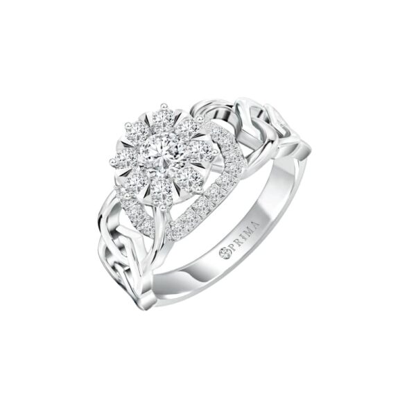PRIMA ตัวเรือนแหวนทองคำ 18K สี White Gold Estella SRDRR018-02-03