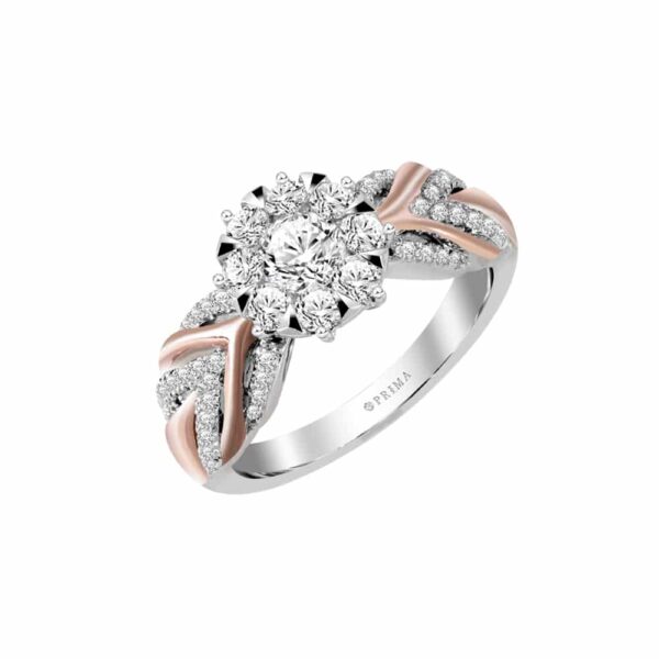 PRIMA ตัวเรือนแหวนทองคำ 18K สี White Gold & Rose Gold Estella SRDRR027-02-01