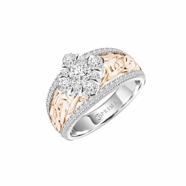 PRIMA ตัวเรือนแหวนทองคำ 18K สี White Gold & Rose Gold Estella SRDRR028-02-01