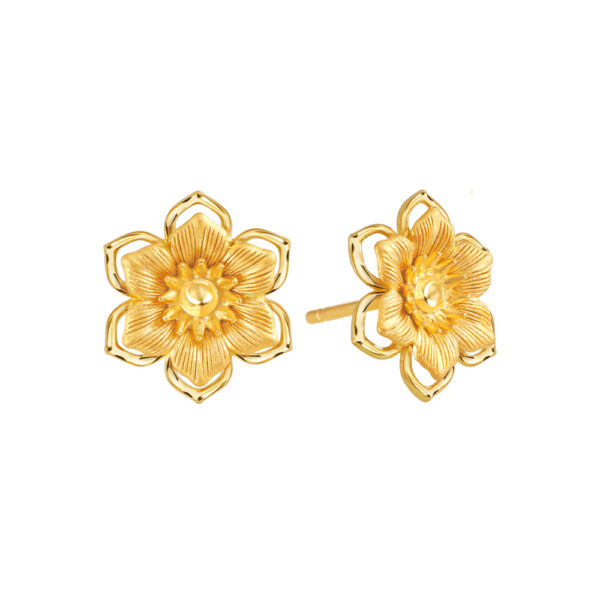 PRIMA ต่างหูทองคำ ดอกบัวสวรรค์ Flower Collection 111E4333-18