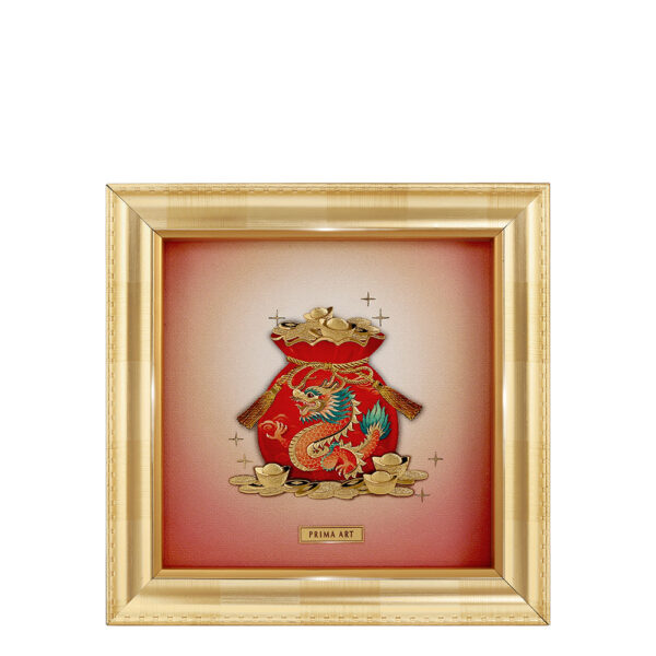 PRIMA ภาพหัตถศิลป์ทองคำถุงทองมังกรเก็บทรัพย์ 711S0081-01