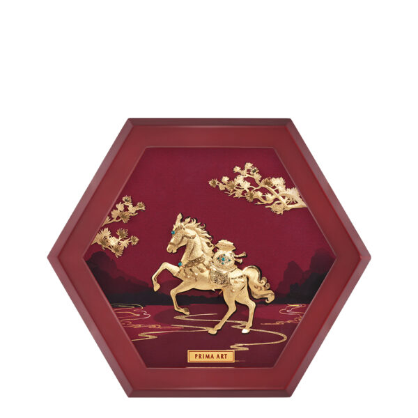 PRIMA ภาพหัตถศิลป์ทองคำอาชาสวรรค์ร่ำรวยสมบัติ 704S0575-01